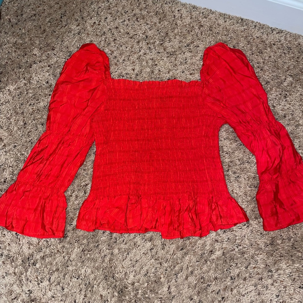 Red long sleeve blouse